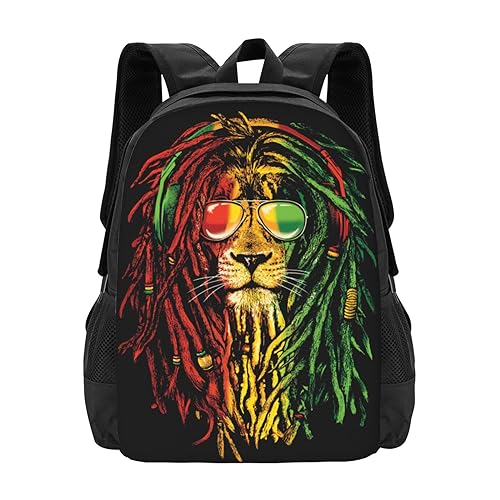 Rasta Reggae Lions Rucksack, Schultasche für Mädchen und Jungen, Rucksäcke für Reisen, leicht, 41,9 cm (16,5 Zoll), lässiger Tagesrucksack von NLWQEKV