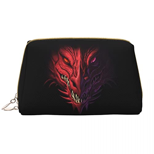 Red Dragon Große Make-up-Tasche aus Leder, Kosmetiktasche mit Reißverschluss, Reise-Kosmetik-Organizer für Frauen und Mädchen von NLWQEKV