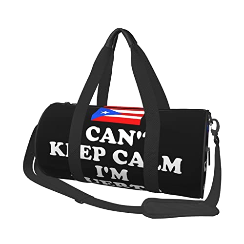 Reisetasche mit Aufschrift „I Can't Keep Calm I'm Puerto Rican“, große Sport-Sporttasche, multifunktionale Übernachtungstasche für Männer und Frauen von NLWQEKV