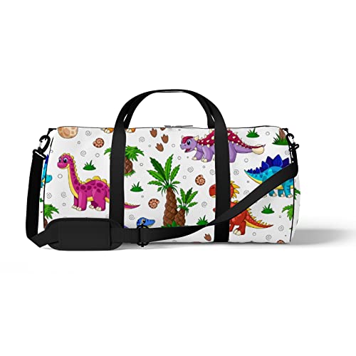 Sport- und Fitnessstudio-Reisetasche für Yoga, Tanzen, Übernachtungs-Weekend-Reisetasche, Dinosaurier-Palmen-Gärish, Workout-Handtasche zum Mitnehmen für Damen und Herren von NLWQEKV