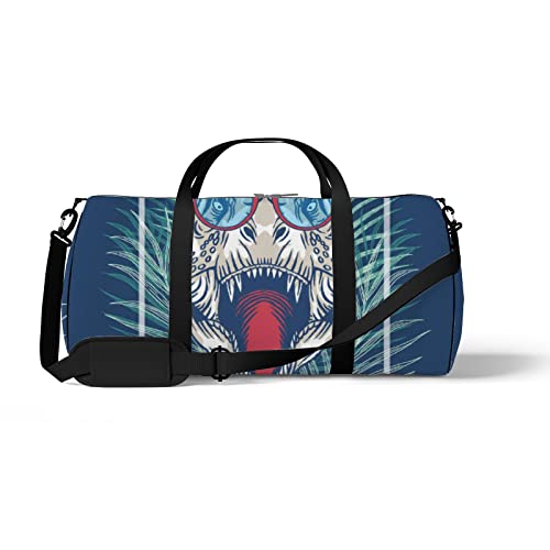 Sport- und Fitnessstudio-Reisetasche für Yoga, Tanzen, Übernachtungs-Weekend-Reisetasche, Dinosaurier-Tropen-Dschungel, Workout-Handgepäck-Umhängetasche für Damen und Herren von NLWQEKV
