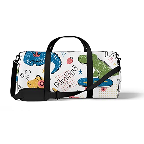 Sport- und Fitnessstudio-Reisetasche für Yoga, Tanzen, Übernachtungs-Weekend-Reisetasche, Musikliebhaber-Dinosaurier, Workout-Handgepäck-Umhängetasche für Damen und Herren von NLWQEKV