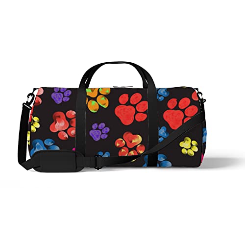 Sport- und Fitnessstudio-Reisetasche für Yoga, Tanzen, Übernachtungs-Weekend-Reisetasche, Regenbogen-Tierpfoten-Druck, Workout-Tragetasche für Damen und Herren von NLWQEKV