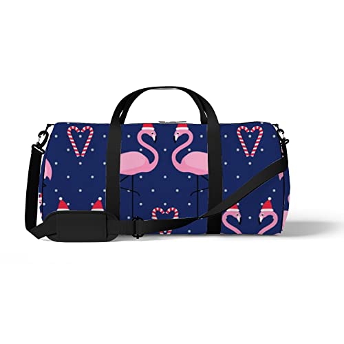 Sport- und Fitnessstudio-Reisetasche für Yoga, Tanzen, Übernachtungs-Weekend-Reisetasche, Weihnachts-Flamingo, Workout-Handgepäck-Umhängetasche für Damen und Herren von NLWQEKV