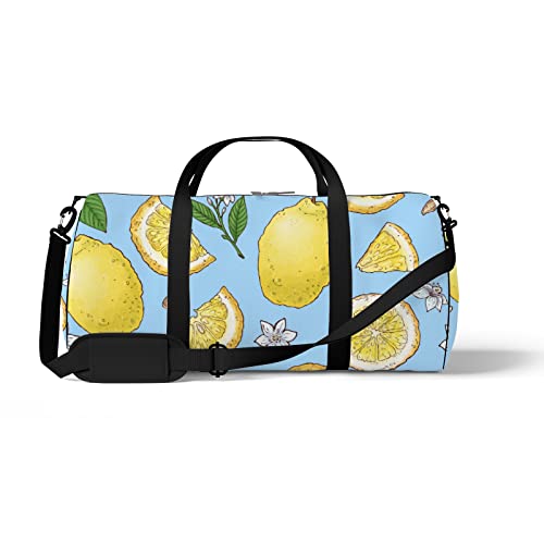 Sport- und Fitnessstudio-Reisetasche für Yoga, Tanzen, Übernachtungs-Weekend-Reisetasche, Zitrusblumen, Hellblau, Workout-Tragetasche für Damen und Herren von NLWQEKV