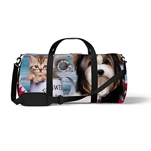 Sport- und Fitnessstudio-Reisetasche für Yoga, Tanzen, Übernachtungs-Wochenend-Reisetasche, schöne Katze, Hund, Workout-Tragetasche für Damen und Herren Sport- und Fitnessstudio-Reisetasche für Yoga, Tanzen, Übernachtungs-Wochenend-Reisetasche, schöne Katze, Hund, Workout-Tragetasche für Damen und Herren von NLWQEKV
