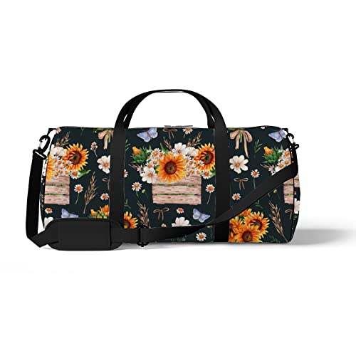Sport- und Fitnessstudio-Reisetasche für Yoga, Tanzen, Übernachtungs-Wochenend-Reisetasche mit leuchtenden, rustikalen Sonnenblumen, Workout-Handtasche zum Mitnehmen für Damen und Herren Sport- und Fitnessstudio-Reisetasche für Yoga, Tanzen, Übernachtungs-Wochenend-Reisetasche mit leuchtenden, rustikalen Sonnenblumen, Workout-Handtasche zum Mitnehmen für Damen und Herren von NLWQEKV