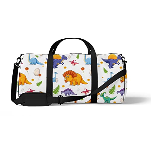 Sport- und Fitnessstudio-Reisetasche für Yoga, Tanzen, Übernachtungs-Wochenendreisetasche mit verschiedenen niedlichen Dinosauriern, Workout-Handtasche zum Mitnehmen für Damen und Herren von NLWQEKV