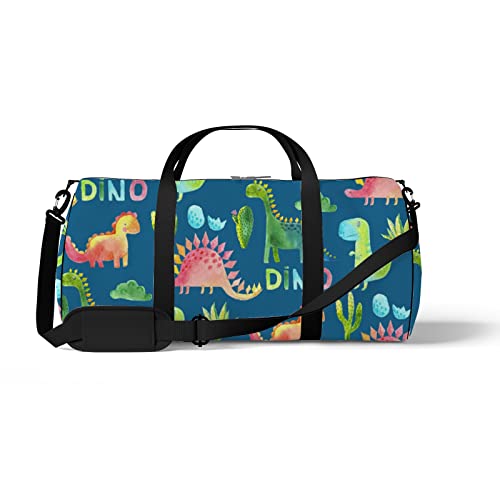 Sport- und Fitnessstudio-Reisetasche für Yoga, Tanzen, Wochenend-Reisetasche mit Cartoon-Aquarell-Dinosaurier-Motiv, Workout-Umhängetasche für Damen und Herren von NLWQEKV