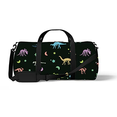 Sport- und Fitnessstudio-Reisetasche für Yoga, Tanzen, Wochenend-Reisetasche mit leuchtenden Dinosaurier-Knochen, Workout-Umhängetasche für Damen und Herren von NLWQEKV
