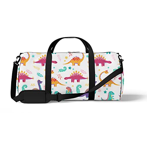 Sport- und Fitnessstudio-Reisetasche für Yoga, Tanzen, Wochenend-Reisetasche mit niedlichen bunten Dinosauriern, Workout-Umhängetasche für Damen und Herren von NLWQEKV