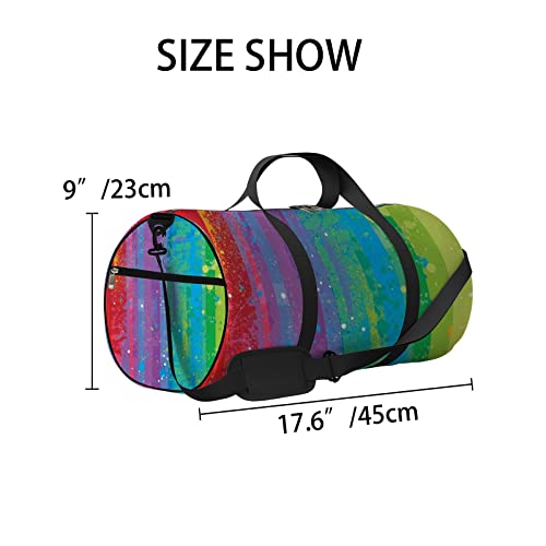 Sporttasche im Vintage-Stil mit Regenbogenfarben und Streifenmuster, Tragetasche, wasserdicht, Turnbeutel mit Schultergurt, Reißverschluss, 2 Seitentaschen für Damen und Herren, Reise- und Aufbewahrun von NLWQEKV