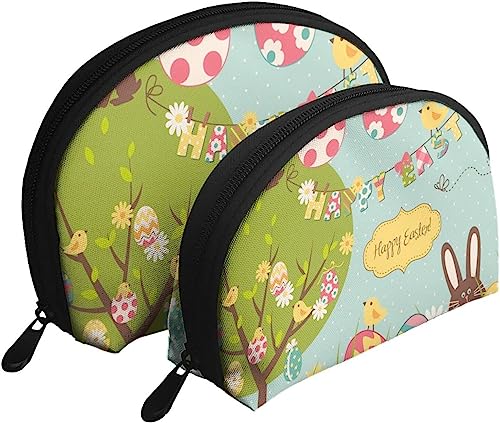 Stück Kosmetiktaschen, Motiv: Ostern, Schokolade, Kaninchen, Eier, Küken, Reise-Make-up-Tasche, Muschel-Kulturbeutel, Damen-Handtasche von NLWQEKV