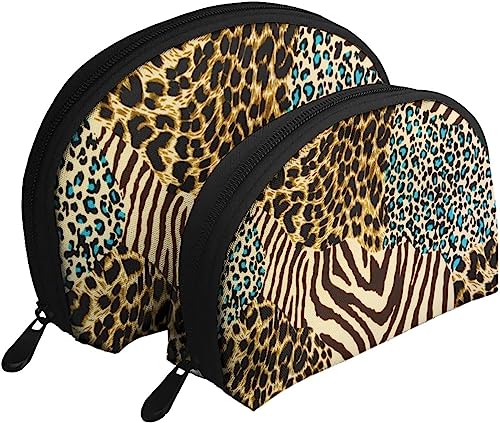 Stück Kosmetiktaschen, Tigermuster, Zebra, Reise-Make-up-Tasche, Muschel-Kulturbeutel, Damen-Handtasche von NLWQEKV