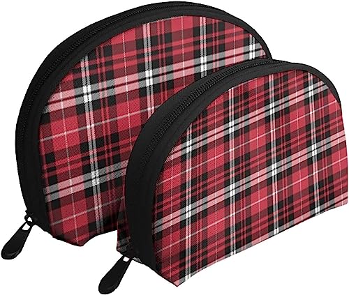 Stück Kosmetiktaschen, schwarz, rot, kariert, Schottenkaro, Reise-Make-up-Tasche, Muschel-Kulturbeutel, Damen-Handtasche Stück Kosmetiktaschen, schwarz, rot, kariert, Schottenkaro, Reise-Make-up-Tasche, Muschel-Kulturbeutel, Damen-Handtasche von NLWQEKV