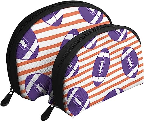 Stück Kosmetiktaschen American College Football Lila Orange Reise-Make-up-Tasche Shell Kulturbeutel Damen Handtasche von NLWQEKV