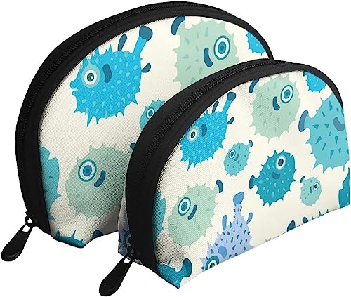 Stück Kosmetiktaschen Puffer Blue Fish Reise-Make-up-Tasche Shell Kulturbeutel Damen Handtasche von NLWQEKV