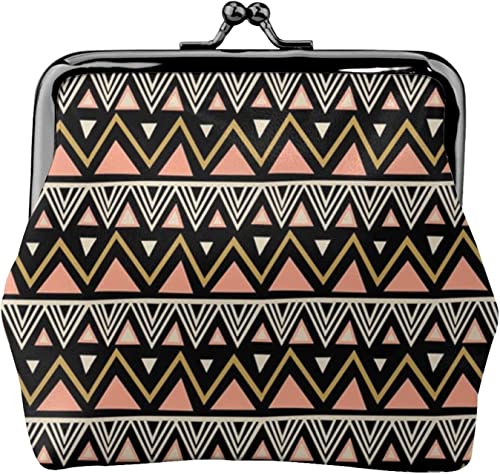 Tribal Black Peach Große Damen-Geldbörse aus Leder, kleine Kleingeldtasche mit Kiss-Lock-Verschluss und Schnallen-Geldbörse als Geschenk für Mädchen von NLWQEKV