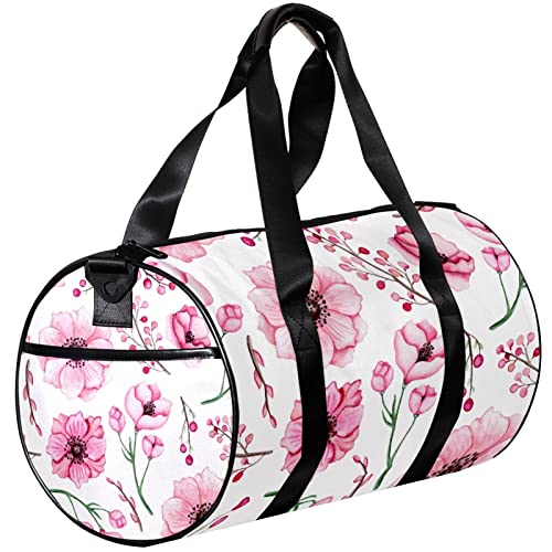 Turnbeutel, kleine Reisetasche, Sport-Einkaufstasche für Yoga, Aquarell-Rosa-Blumenmuster, Outdoor-Fitnesstasche, Tragetasche von NLWQEKV