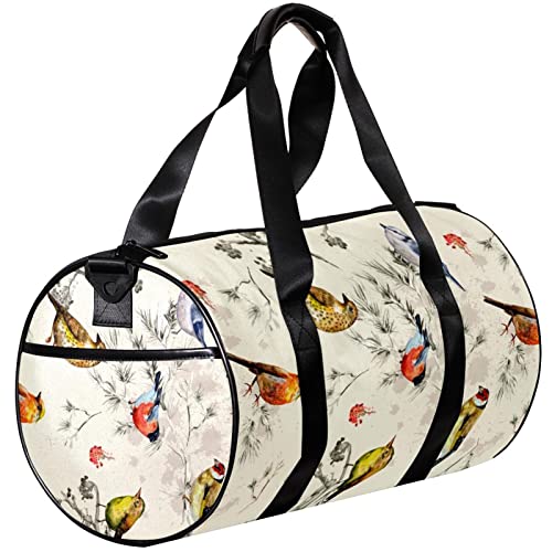 Turnbeutel, kleine Reisetasche, Sport-Einkaufstasche für Yoga, Aquarell-Vögel, handgezeichnet, Outdoor-Fitnesstasche, Handgepäcktasche von NLWQEKV