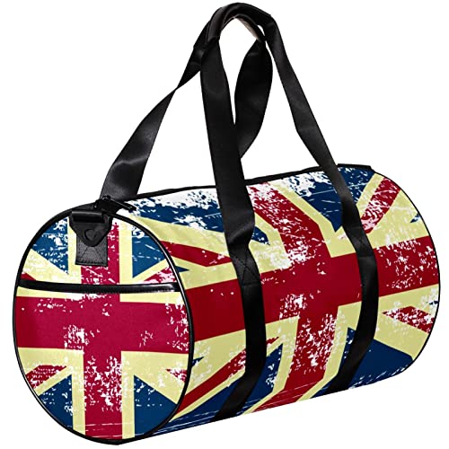 Turnbeutel, kleine Reisetasche, Sport-Einkaufstasche für Yoga, Vintage-Stil mit britischer Flagge, Outdoor-Fitnesstasche, Handgepäcktasche von NLWQEKV