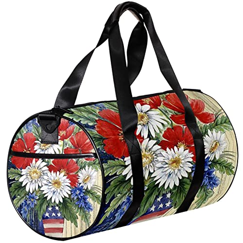 Turnbeutel, kleine Reisetasche, Sport-Einkaufstasche für Yoga, Willkommensblumen, Holzgänseblümchen, Outdoor-Fitnesstasche, Handgepäcktasche von NLWQEKV