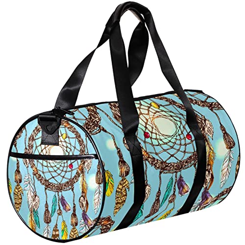 Turnbeutel, kleine Reisetasche, Sport-Einkaufstasche für Yoga, ethnischer Feder-Traumfänger, Outdoor-Fitnesstasche, Handgepäcktasche von NLWQEKV