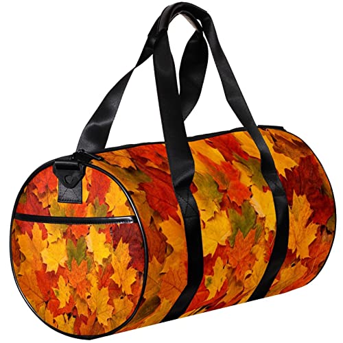 Turnbeutel, kleine Reisetasche, Sport-Einkaufstasche für Yoga, gelbe rote und orange Herbstblätter, Outdoor-Fitnesstasche, Handgepäcktasche von NLWQEKV