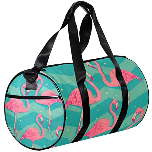 Turnbeutel, kleine Reisetasche, Sport-Einkaufstasche für Yoga, gestreiftes Flamingo-Rosa, Outdoor-Fitnesstasche, Handgepäcktasche von NLWQEKV