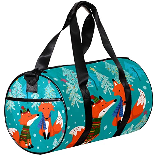 Turnbeutel, kleine Reisetasche, Sport-Einkaufstasche für Yoga, orangefarbener Fuchsbaum, Schneeflocke, Outdoor-Fitnesstasche, Handgepäcktasche von NLWQEKV