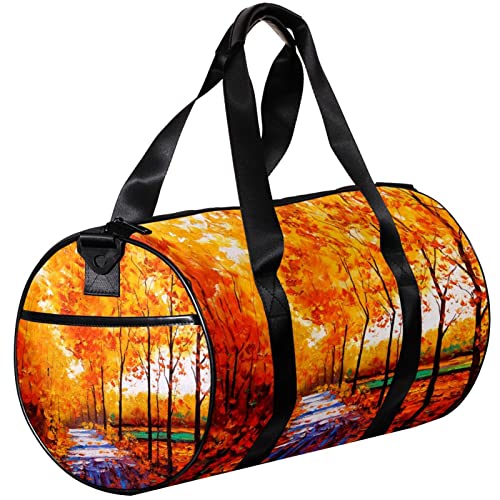 Turnbeutel, kleine Reisetasche, Sport-Einkaufstasche für Yoga, rotgoldener Baumfall, Outdoor-Fitnesstasche, Handgepäcktasche von NLWQEKV