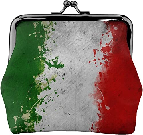 Vintage Italien Flagge Schnalle Leder Münzgeldbörsen Vintage Beutel Kiss-Lock Kleingeldbörse Mini Geldbörsen für Frauen Mädchen von NLWQEKV