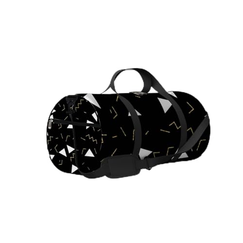 Vintage schwarz-weiße Sporttasche im geometrischen Stil, Tragetasche, wasserdichte Sporttasche mit Schultergurt, Reißverschluss, 2 Seitentaschen für Damen und Herren, Reise- und Aufbewahrungs-Umhänget von NLWQEKV