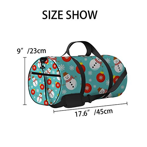 Weiße Kawaii niedliche Weihnachts-Schneemänner-Schneeflocken-Sporttasche, Tragetasche, wasserdichte Sporttasche mit Schultergurt, Reißverschluss, 2 Seitentaschen für Männer und Frauen, Reise- und Aufb von NLWQEKV