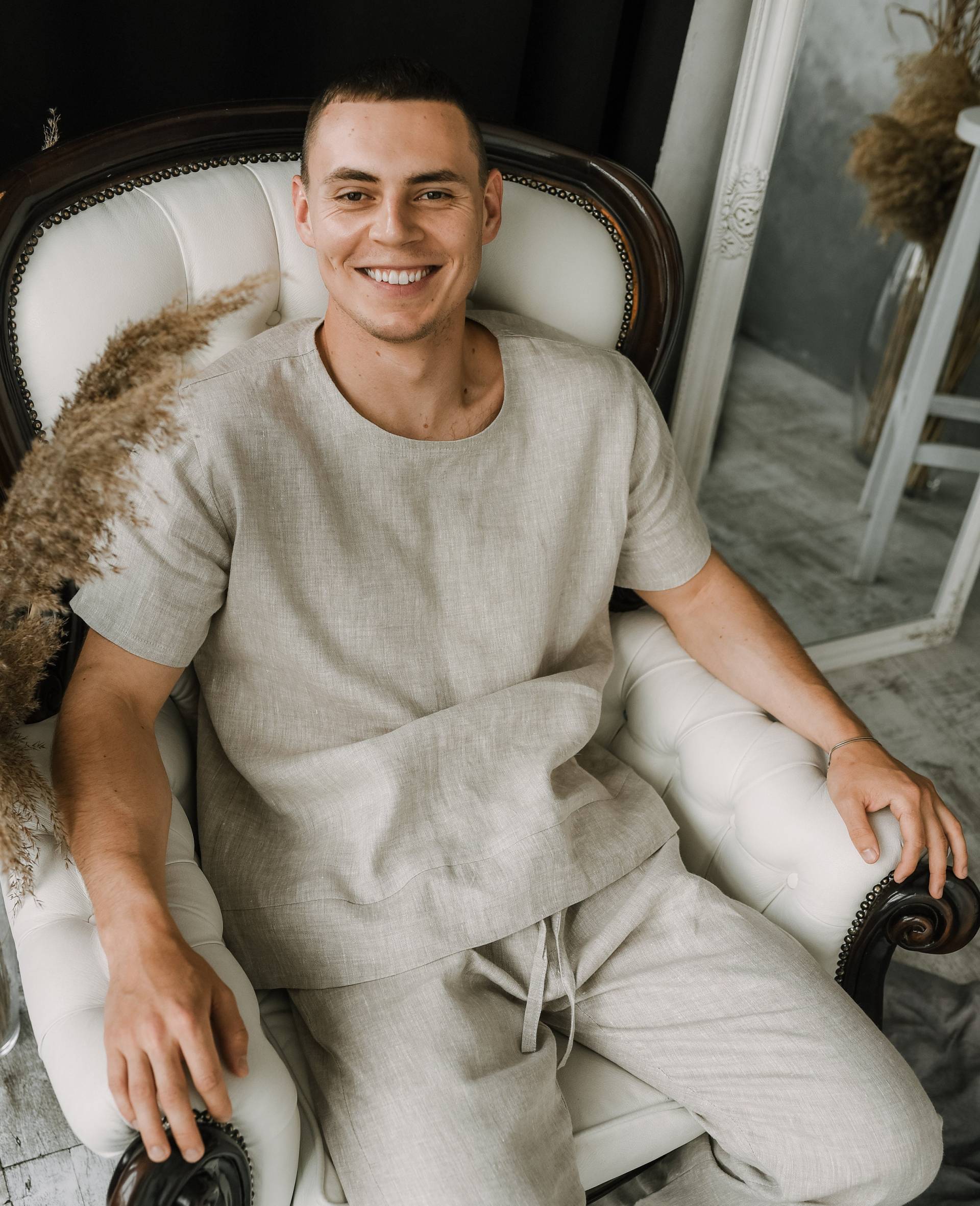 Herren Leinen Shirt, Sommer Yoga T-Shirt, Natural Bio Kleidung, Strand von NLcozyHome