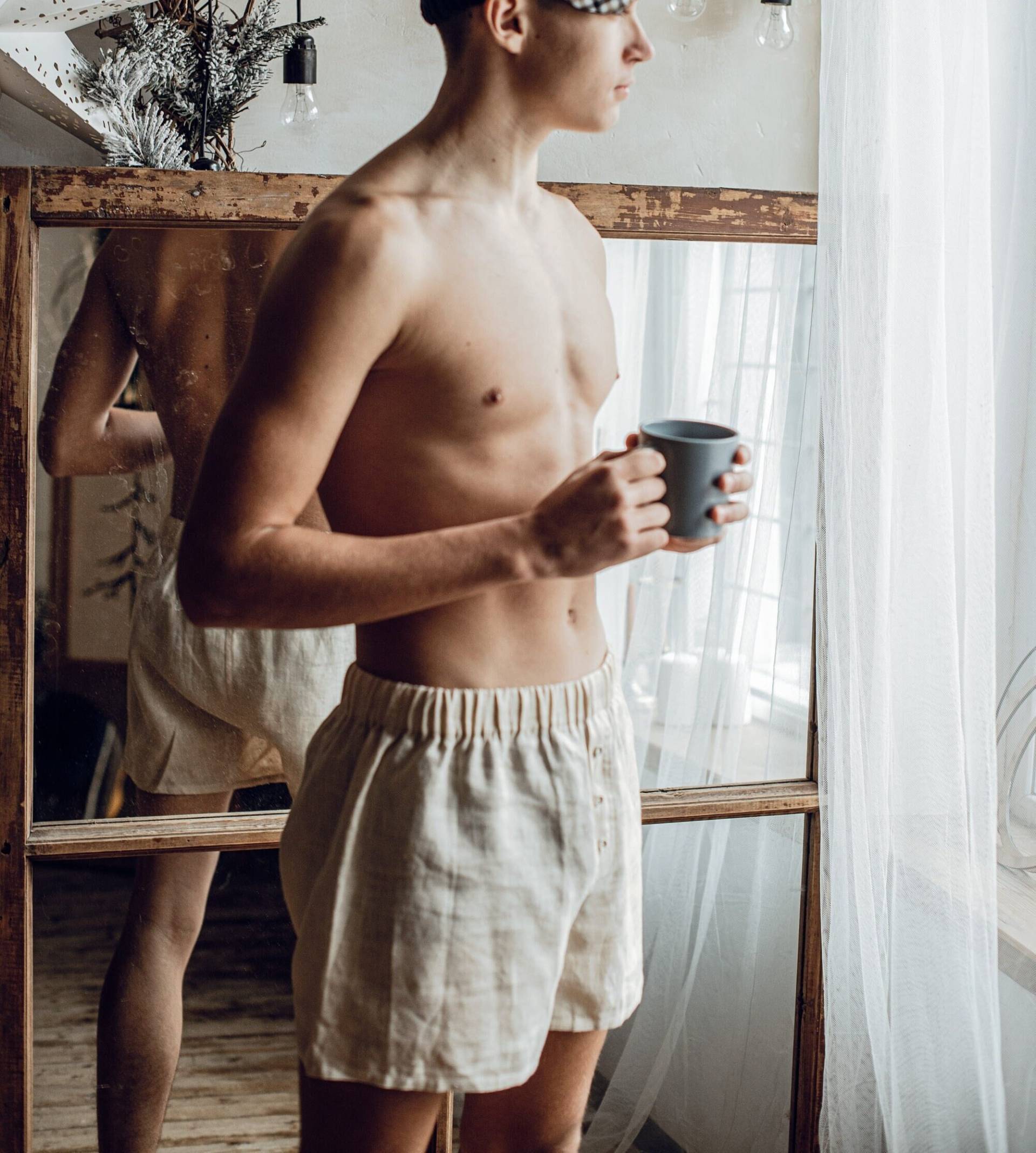 Leinen-Boxershorts, Baumwoll-Slip, Bio-Herrenunterwäsche, Geschenk Zum Valentinstag von NLcozyHome