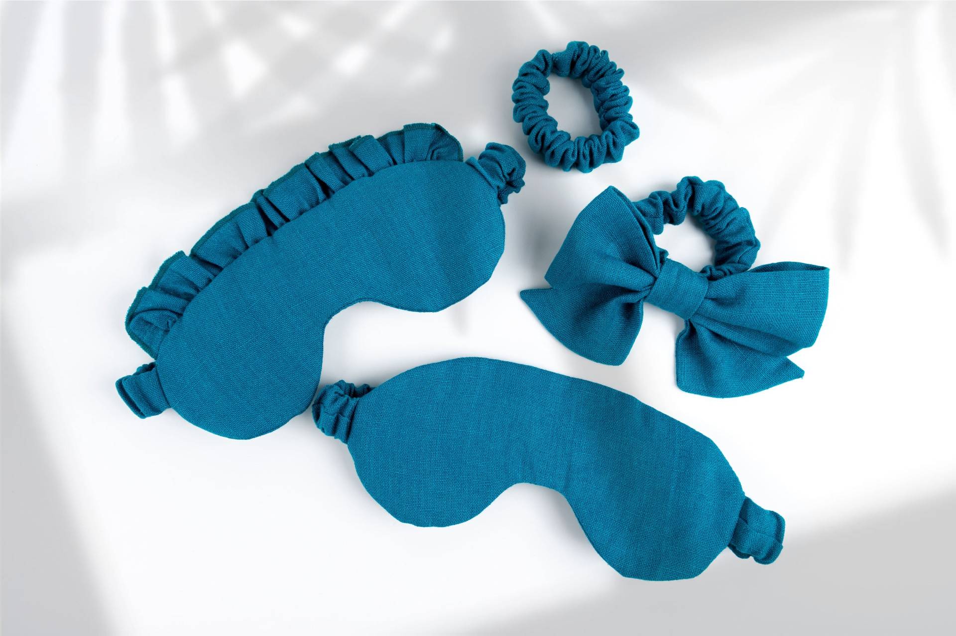 Schlafmaske Set, Leinen Augenmaske, Süße Scrunchies & Schleife, Schlafmaske, Traumschlafpflege, Geschenk Für Sie von NLcozyHome