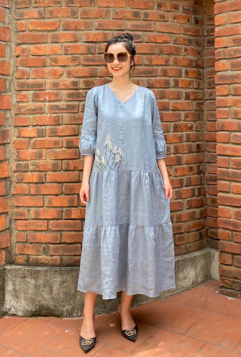 Leinenkleid. Leinen Besticktes Kleid von NLinenDesigns