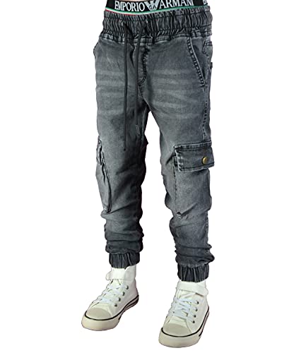 NM KIDS 5422 Cargo-Jogg Hose Junge Kinder (170, Jeansschwarz hell) von NM KIDS