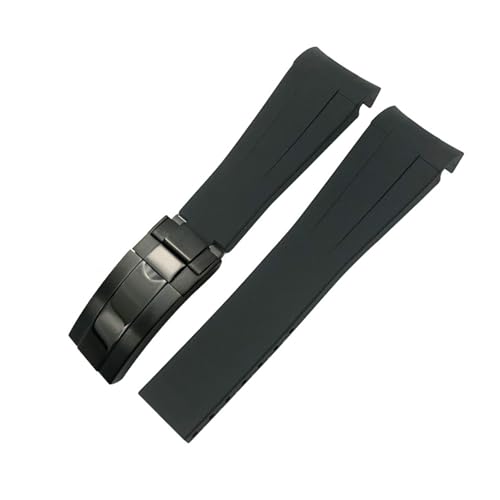 NMASDUYPU 20 mm 21 mm 22 mm Gummiarmband passend for Submariner GMT Master Daytona Silikonband Schwarz 18 mm 19 mm Uhrenarmband(Black black,21mm) von NMASDUYPU