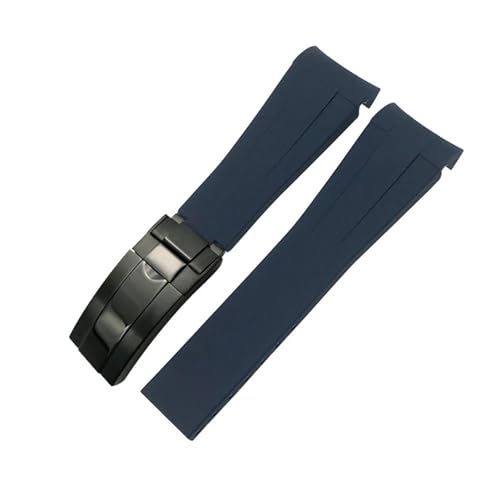NMASDUYPU 20 mm 21 mm 22 mm Gummiarmband passend for Submariner GMT Master Daytona Silikonband Schwarz 18 mm 19 mm Uhrenarmband(Blue black,18mm) von NMASDUYPU