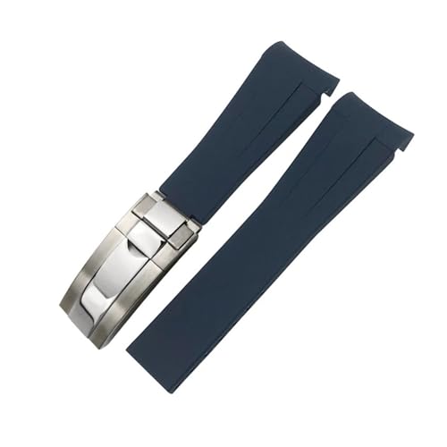NMASDUYPU 20 mm 21 mm 22 mm Gummiarmband passend for Submariner GMT Master Daytona Silikonband Schwarz 18 mm 19 mm Uhrenarmband(Blue glossy silver,18mm) von NMASDUYPU