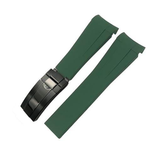NMASDUYPU 20 mm 21 mm 22 mm Gummiarmband passend for Submariner GMT Master Daytona Silikonband Schwarz 18 mm 19 mm Uhrenarmband(Green black,19mm) von NMASDUYPU
