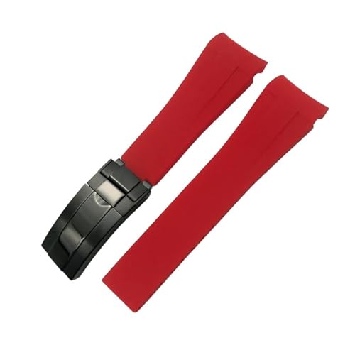 NMASDUYPU 20 mm 21 mm 22 mm Gummiarmband passend for Submariner GMT Master Daytona Silikonband Schwarz 18 mm 19 mm Uhrenarmband(Red black,19mm) von NMASDUYPU