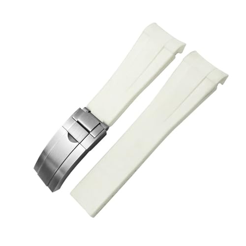 NMASDUYPU 20 mm 21 mm 22 mm Gummiarmband passend for Submariner GMT Master Daytona Silikonband Schwarz 18 mm 19 mm Uhrenarmband(White matte silver,21mm) von NMASDUYPU
