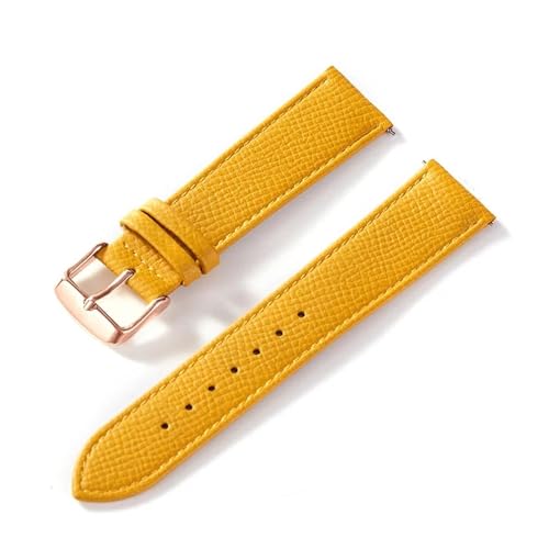 NMASDUYPU Bedrucktes Lederarmband Rindsleder Uhrenarmband Handarbeit Blau Gelb Braun Braun Herren Damen Uhrenarmband(Yellow rose buckle,13mm) von NMASDUYPU