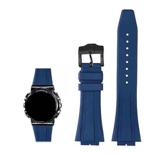 NMASDUYPU Gummi-Uhrenarmband kompatibel GA-2100 2110 GM-110 GM-5600 Herren Sport Silikon Metall Schmetterling Schnalle(Navy02) von NMASDUYPU