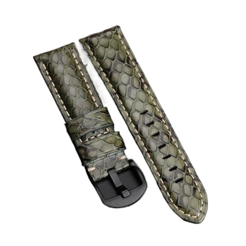 NMASDUYPU Handgemachtes Schlangenhaut-Uhrband 2 0mm 22mm 24mm. Schwarz Weiß Grüner blauer Lederband Männer Schlangenhaut-Uhr-Uhr(18,24mm) von NMASDUYPU