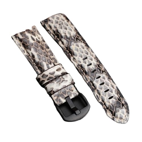 NMASDUYPU Handgemachtes Schlangenhaut-Uhrband 2 0mm 22mm 24mm. Schwarz Weiß Grüner blauer Lederband Männer Schlangenhaut-Uhr-Uhr(Black-white blackbuc,20mm) von NMASDUYPU