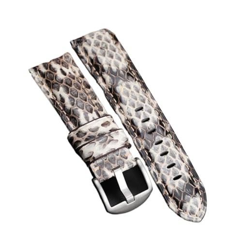 NMASDUYPU Handgemachtes Schlangenhaut-Uhrband 2 0mm 22mm 24mm. Schwarz Weiß Grüner blauer Lederband Männer Schlangenhaut-Uhr-Uhr(Black-white sliverbu,26mm) von NMASDUYPU